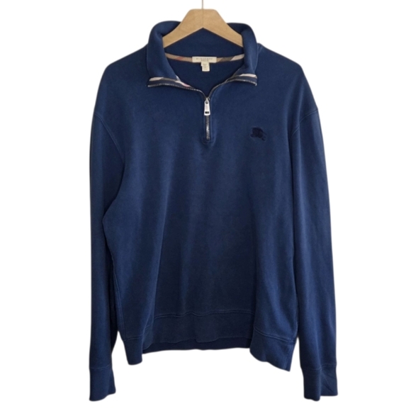 Burberry Brit | Classic Navy Quarter Zip Pullover Size XL 100% Cotton - Picture 1 of 6